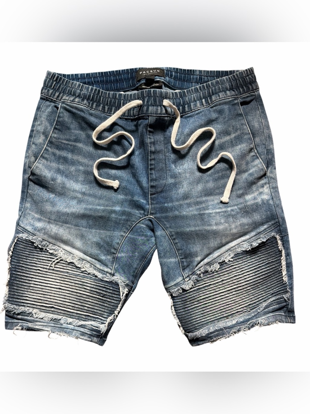 PacSun Jorts Denim Jogger Shorts Men’s Medium Distressed Biker Moto Acid Wash